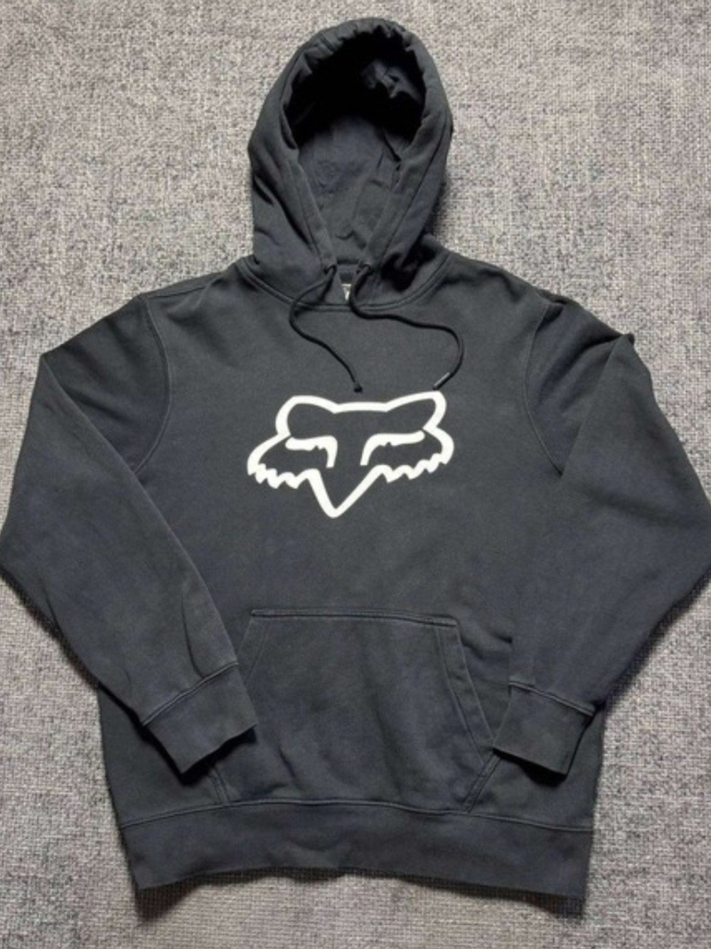 Fox Black Women's Black Hoodie with White Fox Head Logo Size Medium